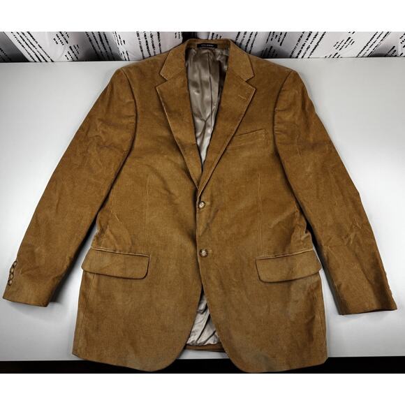 Lands End Mens 42R Classic Corduroy Blazer 100% Cotton 2 Button Jacket Camel Tan - Picture 2 of 16